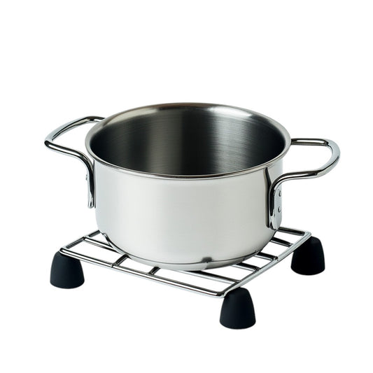 Zaldy Telescopic Trivet - Expandable Stainless Steel Pot Stand for Large Roasting Pans - Heat Resistant Heavy Duty Kitchen Cooling Rack - Modern Silver/Black